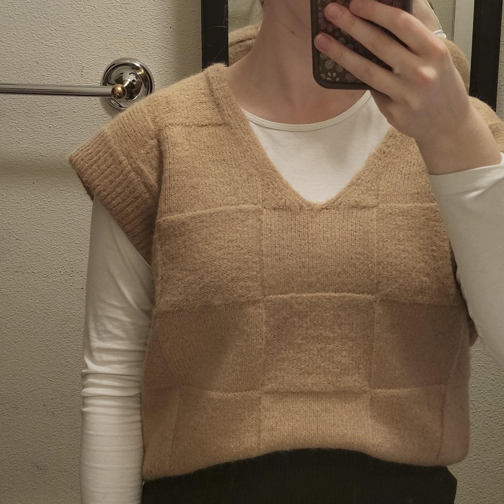Astr Tan V-Neck Sweater